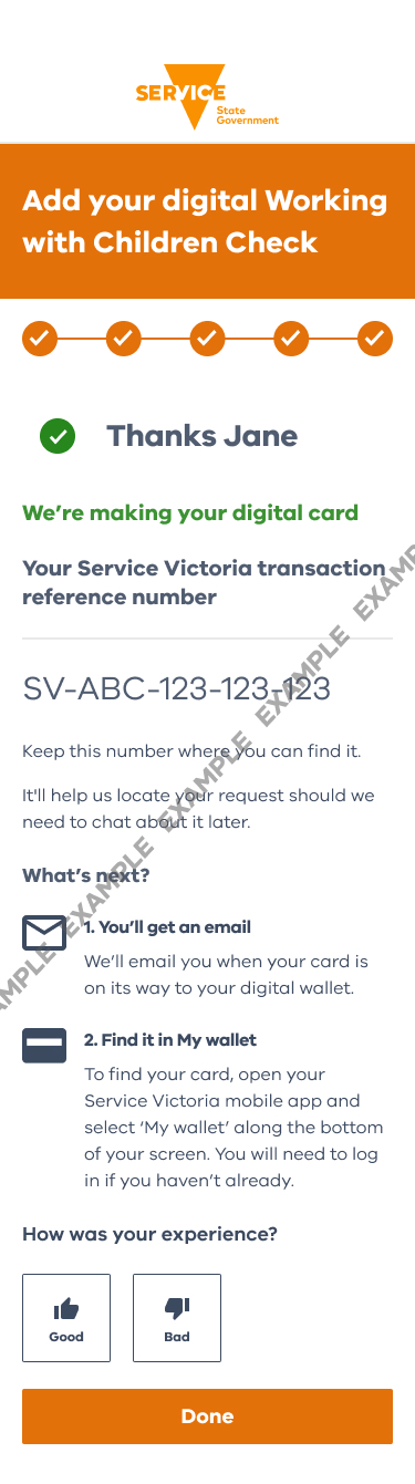 Succefully Added Working with Children Digital Card to Service Victoria Digital Wallet