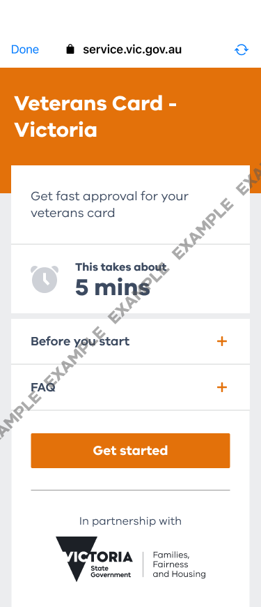 Get Started to Add Veterans Card