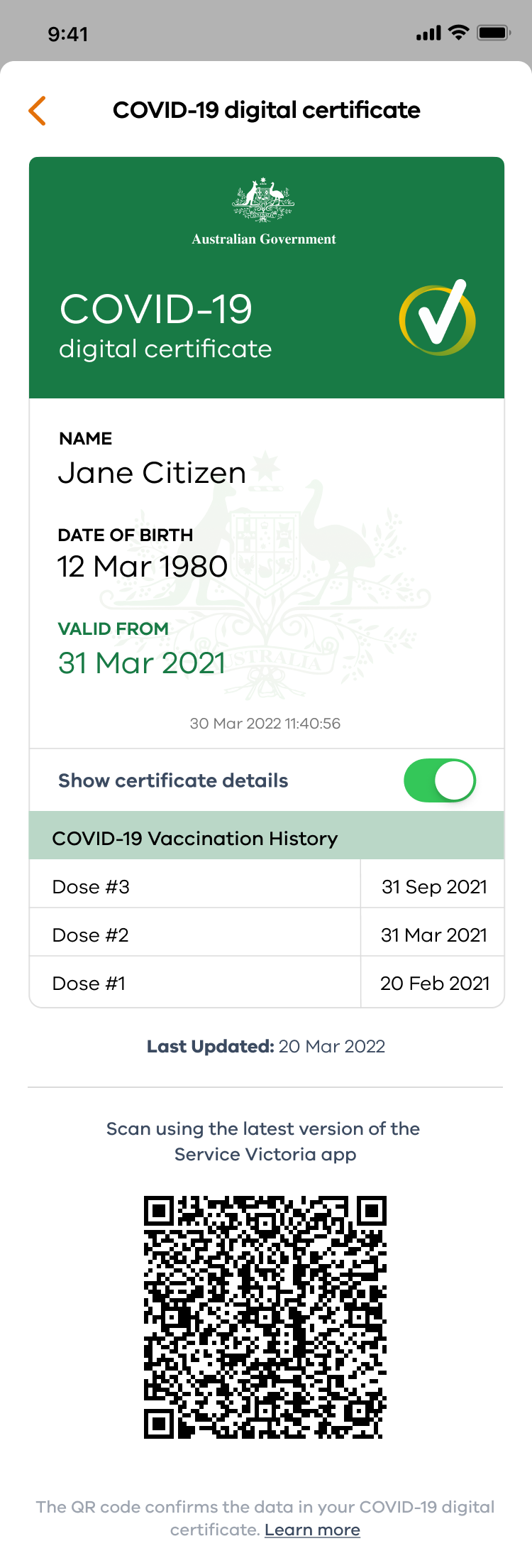 Updating COVID-19 Certificate